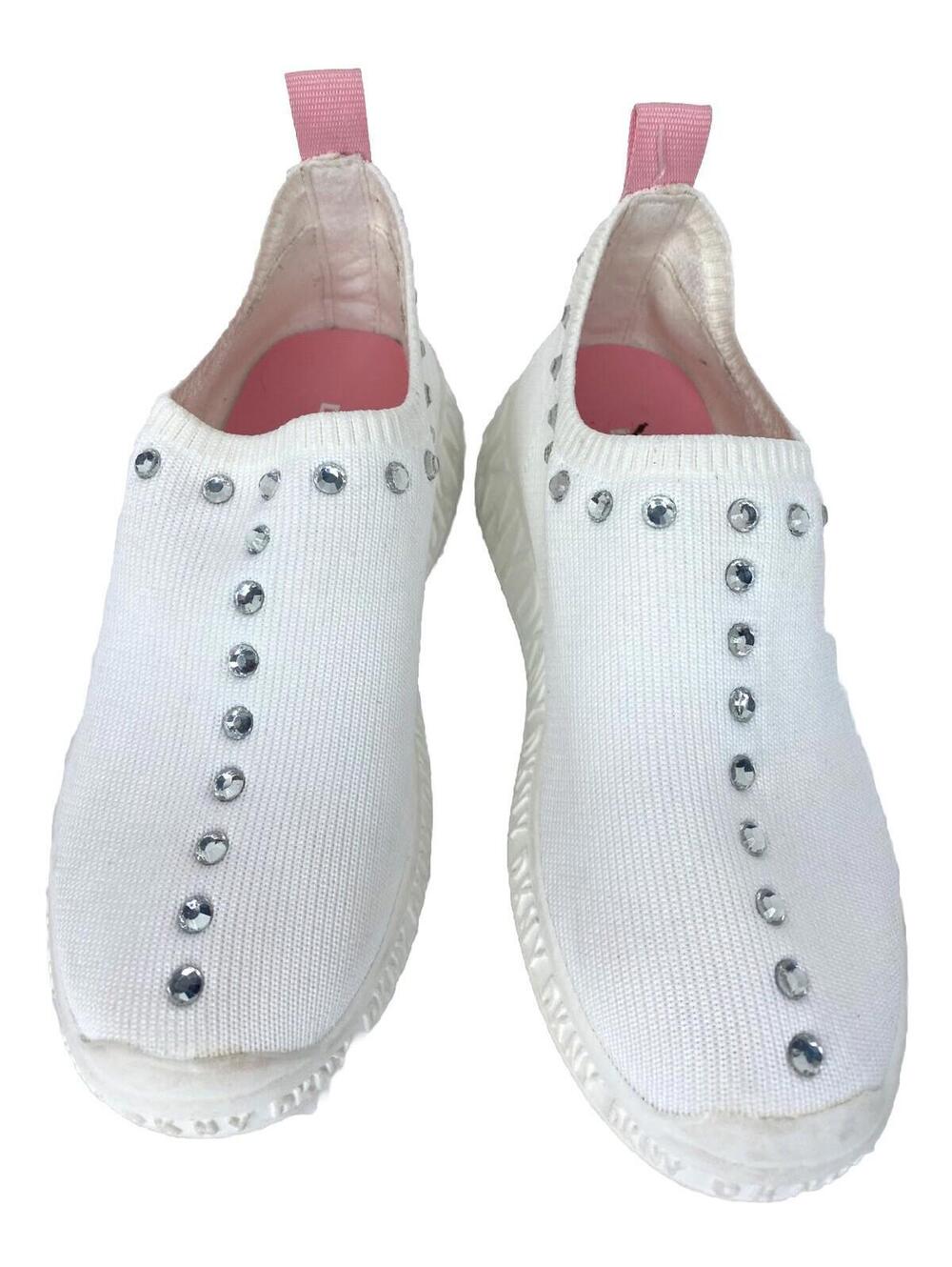 DKNY Allie Stone Crystal Embellished Knit Slip-On Sneaker Girls Size 11